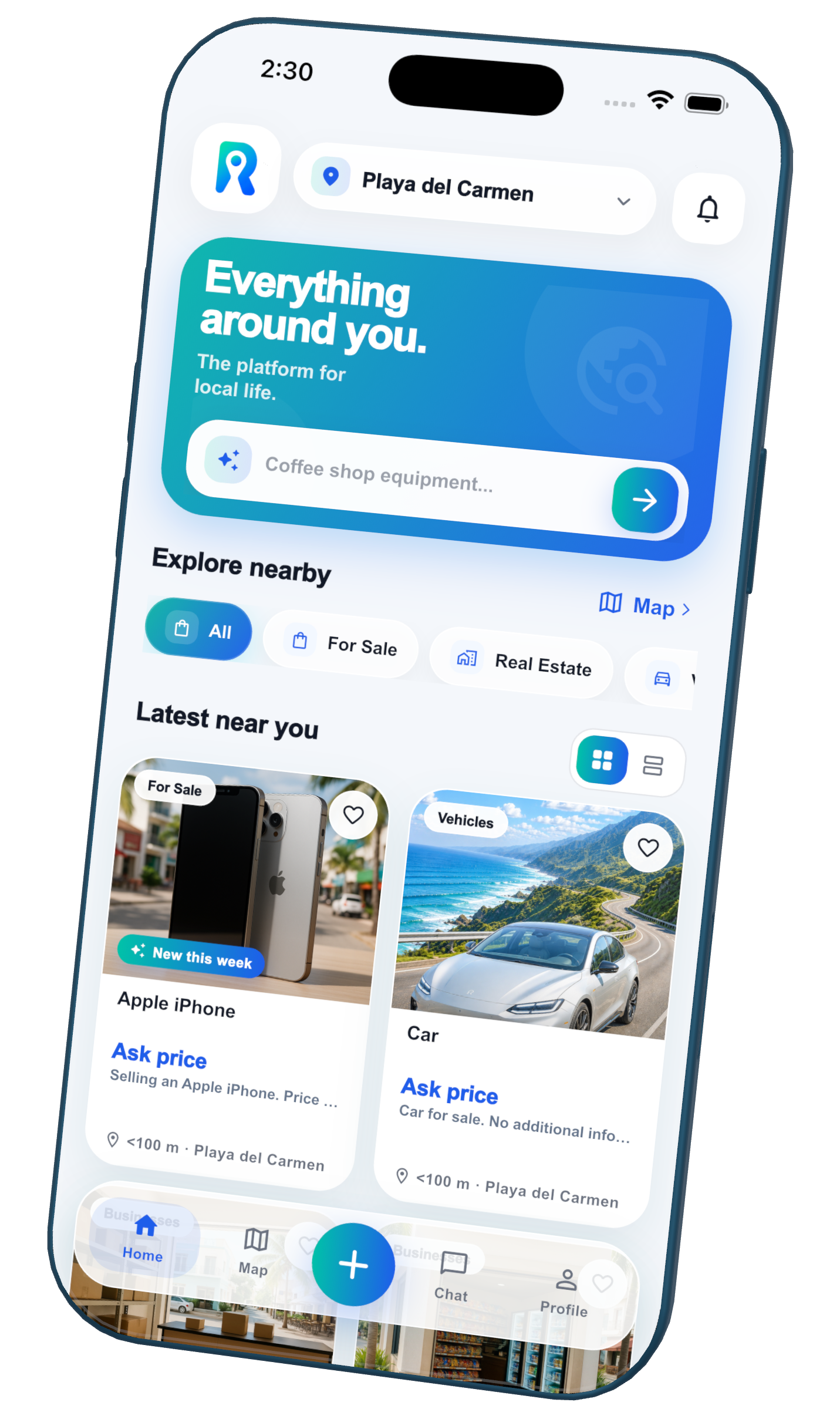 RUMAPA mobile app home screen